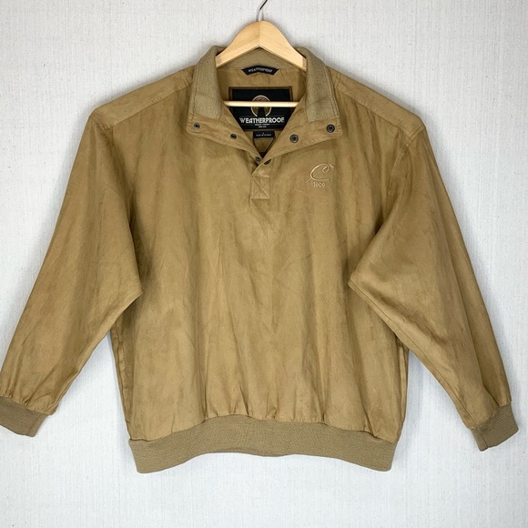 Weatherproof~NWT~Men’s Tan Faux‎ Suede Collared Pullover~Sz L - Picture 2 of 10